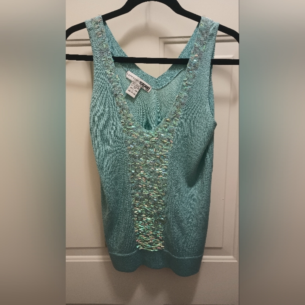 Vintage Necessary Objects Teal Sleeveless Blouse Size L ✨ - Picture 7 of 9